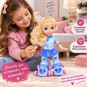 Boneca Patinadora BIBIBLOOM com Luzes e Sons para Crianças